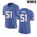 Women's Florida Gators #51 Stewart Reese NCAA Nike Blue Authentic Stitched College Football Jersey WJZ1362HK